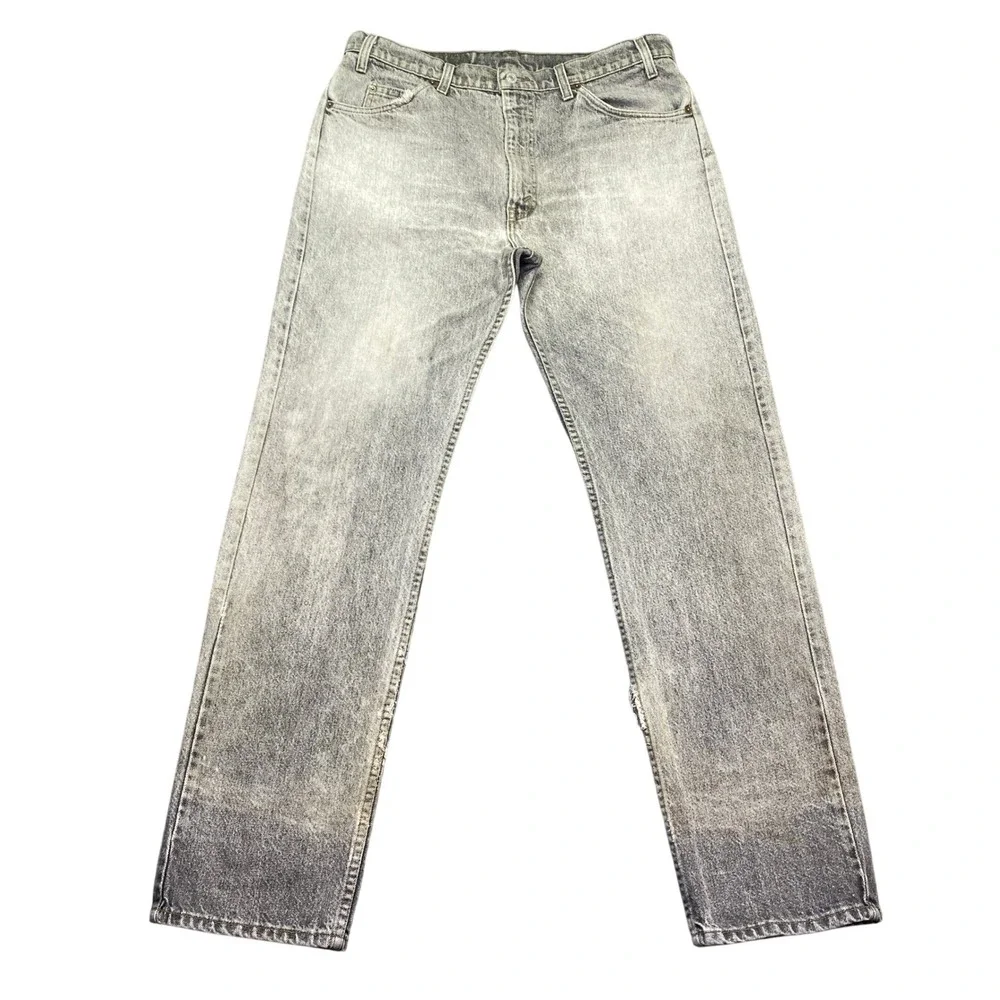 Vintage Levis 505 Orange Tab Grey Distressed Jeans Mens 35x33 USA Grunge